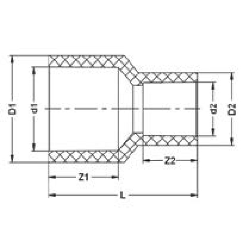 Муфта переходная для раструбной сварки PP-H,IPS, PN10 d40x25