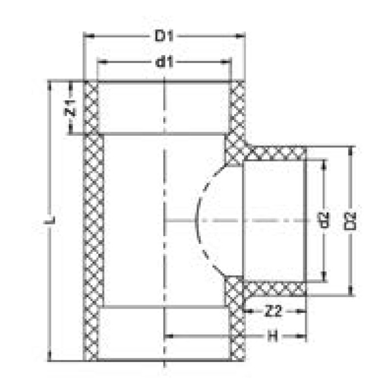 Тройник переходной 90° для раструбной сварки PP-H,IPS, PN10 d25x20