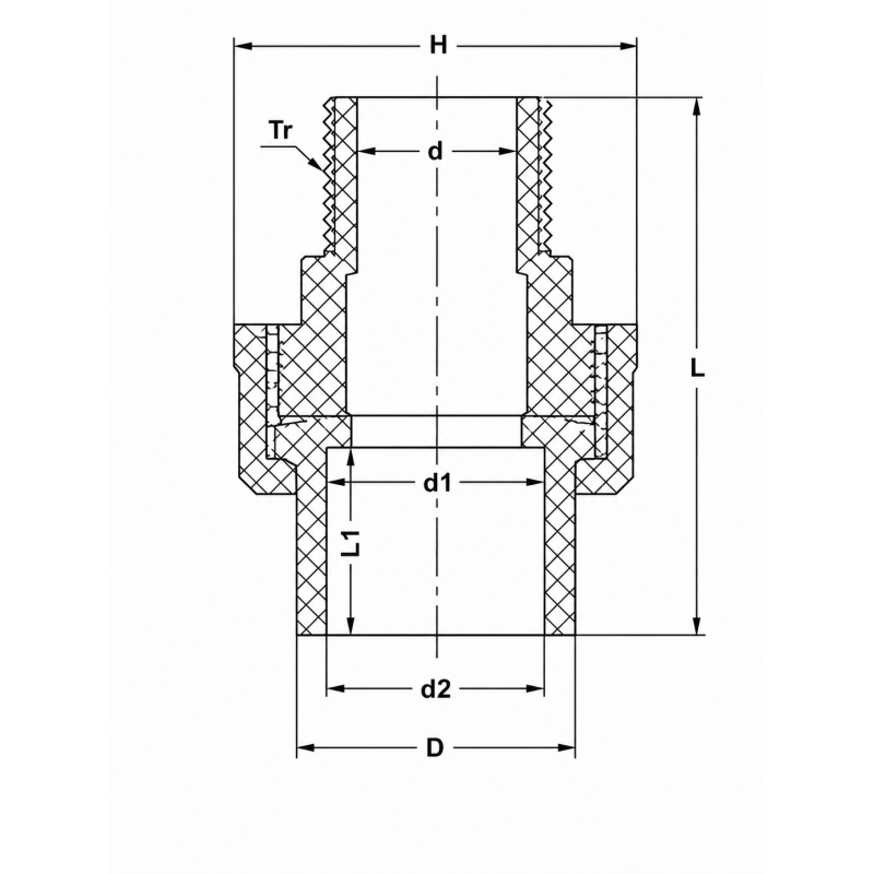 Муфта разборная с НР ПВХ IPS 20x1/2"