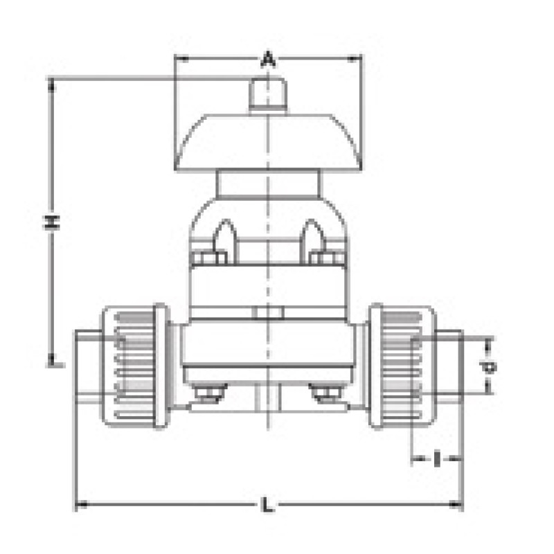 Мембранный клапан IDK ПВХ с муфтовыми окончаниями, PTFE, d32 (DN25) IPS