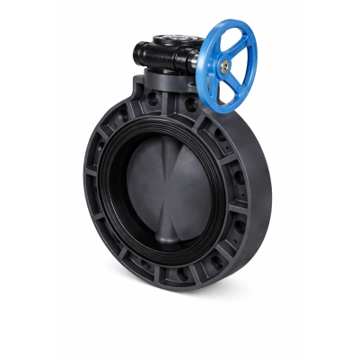 Затвор дисковый ПВХ с редуктором промышленного применения 10" (DN250)  EPDM IPS