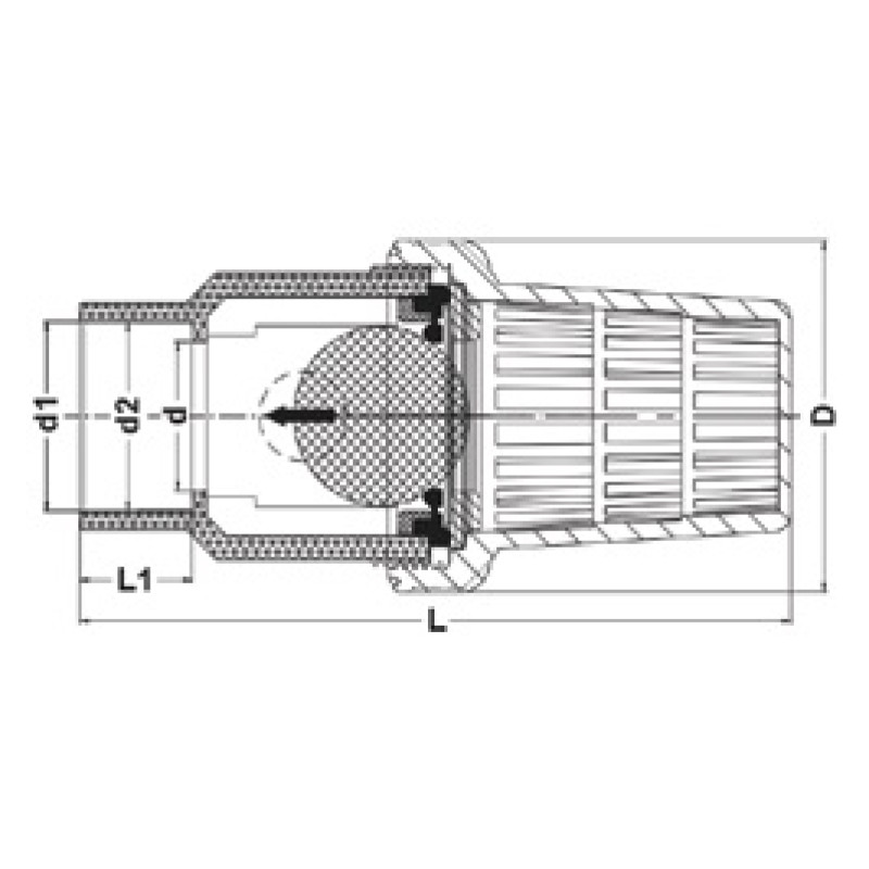 Донный клапан IVZ ПВХ с муфтовыми окончаниями, EPDM, d32 (DN25) IPS